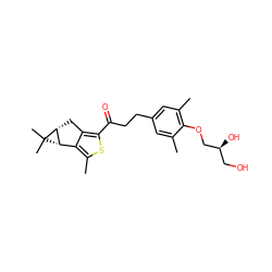 Cc1cc(CCC(=O)c2sc(C)c3c2C[C@@H]2[C@H]3C2(C)C)cc(C)c1OC[C@@H](O)CO ZINC000035827358