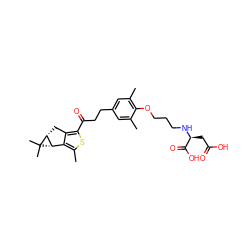 Cc1cc(CCC(=O)c2sc(C)c3c2C[C@@H]2[C@H]3C2(C)C)cc(C)c1OCCCN[C@@H](CC(=O)O)C(=O)O ZINC000103231072