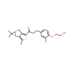 Cc1cc(CCC(=O)c2sc(C)c3c2C[C@@H]2[C@H]3C2(C)C)ccc1OCCO ZINC000103234972