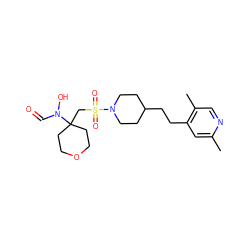 Cc1cc(CCC2CCN(S(=O)(=O)CC3(N(O)C=O)CCOCC3)CC2)c(C)cn1 ZINC000071294844