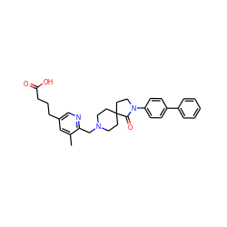 Cc1cc(CCCC(=O)O)cnc1CN1CCC2(CC1)CCN(c1ccc(-c3ccccc3)cc1)C2=O ZINC000096286142