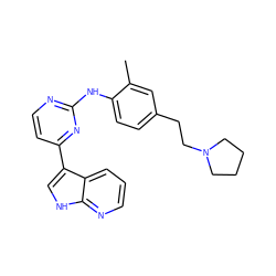 Cc1cc(CCN2CCCC2)ccc1Nc1nccc(-c2c[nH]c3ncccc23)n1 ZINC000034892385