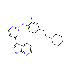 Cc1cc(CCN2CCCCC2)ccc1Nc1nccc(-c2c[nH]c3ncccc23)n1 ZINC000036124423