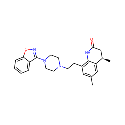 Cc1cc(CCN2CCN(c3noc4ccccc34)CC2)c2c(c1)[C@H](C)CC(=O)N2 ZINC000028527190