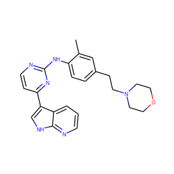 Cc1cc(CCN2CCOCC2)ccc1Nc1nccc(-c2c[nH]c3ncccc23)n1 ZINC000036124428