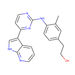 Cc1cc(CCO)ccc1Nc1nccc(-c2c[nH]c3ncccc23)n1 ZINC000036124436