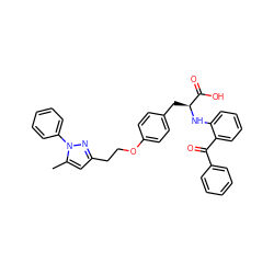 Cc1cc(CCOc2ccc(C[C@H](Nc3ccccc3C(=O)c3ccccc3)C(=O)O)cc2)nn1-c1ccccc1 ZINC000012358078