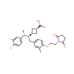 Cc1cc(CN([C@H]2C[C@@H](C(=O)O)C2)[C@@H](C)c2ccc(Cl)c(F)c2)ccc1OCCN1C(=O)CCC1=O ZINC000473243851