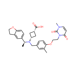 Cc1cc(CN([C@H]2C[C@@H](C(=O)O)C2)[C@@H](C)c2ccc3c(c2)CCO3)ccc1OCCn1c(=O)ccn(C)c1=O ZINC000473229077