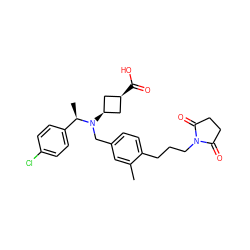 Cc1cc(CN([C@H]2C[C@@H](C(=O)O)C2)[C@H](C)c2ccc(Cl)cc2)ccc1CCCN1C(=O)CCC1=O ZINC000473229028