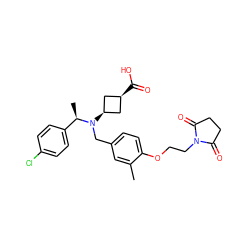 Cc1cc(CN([C@H]2C[C@@H](C(=O)O)C2)[C@H](C)c2ccc(Cl)cc2)ccc1OCCN1C(=O)CCC1=O ZINC000473179712