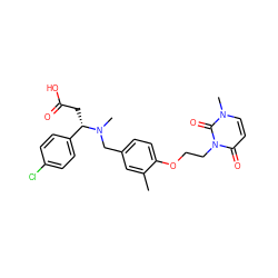 Cc1cc(CN(C)[C@@H](CC(=O)O)c2ccc(Cl)cc2)ccc1OCCn1c(=O)ccn(C)c1=O ZINC001772585191