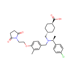 Cc1cc(CN(C[C@H]2CC[C@H](C(=O)O)CC2)[C@@H](C)c2ccc(Cl)cc2)ccc1OCCN1C(=O)CCC1=O ZINC000473227436