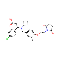 Cc1cc(CN(C2CCC2)[C@@H](CC(=O)O)c2ccc(Cl)cc2)ccc1OCCN1C(=O)CCC1=O ZINC000225151901