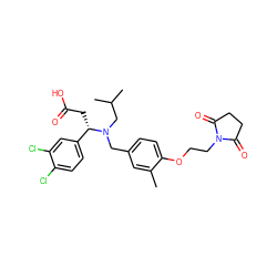 Cc1cc(CN(CC(C)C)[C@@H](CC(=O)O)c2ccc(Cl)c(Cl)c2)ccc1OCCN1C(=O)CCC1=O ZINC000207116714