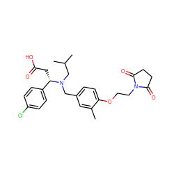 Cc1cc(CN(CC(C)C)[C@@H](CC(=O)O)c2ccc(Cl)cc2)ccc1OCCN1C(=O)CCC1=O ZINC000207083934