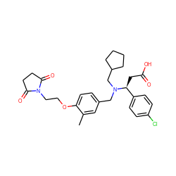 Cc1cc(CN(CC2CCCC2)[C@@H](CC(=O)O)c2ccc(Cl)cc2)ccc1OCCN1C(=O)CCC1=O ZINC000207099726