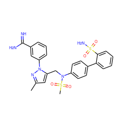 Cc1cc(CN(c2ccc(-c3ccccc3S(N)(=O)=O)cc2)S(C)(=O)=O)n(-c2cccc(C(=N)N)c2)n1 ZINC000027638066