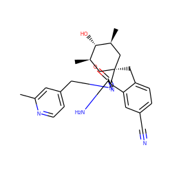 Cc1cc(CN2C(=O)[C@]3(N=C2N)c2cc(C#N)ccc2C[C@]32C[C@H](C)[C@@H](O)[C@H](C)C2)ccn1 ZINC000149639020