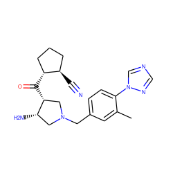 Cc1cc(CN2C[C@H](N)[C@H](C(=O)[C@@H]3CCC[C@H]3C#N)C2)ccc1-n1cncn1 ZINC000028955159