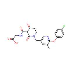 Cc1cc(CN2CCC(=O)C(C(=O)NCC(=O)O)C2=O)cnc1Oc1ccc(Cl)cc1 ZINC000208111034