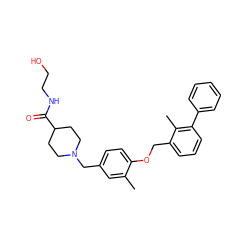 Cc1cc(CN2CCC(C(=O)NCCO)CC2)ccc1OCc1cccc(-c2ccccc2)c1C ZINC000473121255