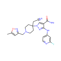 Cc1cc(CN2CCC(CC#N)(n3cc(C(N)=O)c(Nc4ccnc(F)c4)n3)CC2)no1 ZINC000220988913