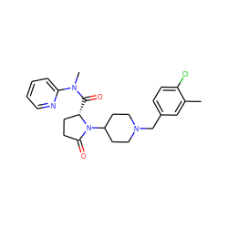 Cc1cc(CN2CCC(N3C(=O)CC[C@@H]3C(=O)N(C)c3ccccn3)CC2)ccc1Cl ZINC000169702551