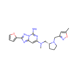 Cc1cc(CN2CCC[C@@H]2CN(C)c2cc3nc(-c4ccco4)nn3c(N)n2)no1 ZINC000028381469