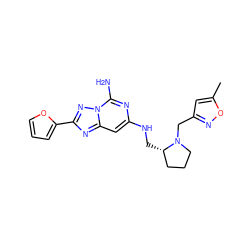 Cc1cc(CN2CCC[C@@H]2CNc2cc3nc(-c4ccco4)nn3c(N)n2)no1 ZINC000028387667