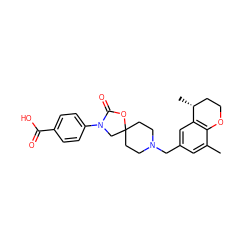 Cc1cc(CN2CCC3(CC2)CN(c2ccc(C(=O)O)cc2)C(=O)O3)cc2c1OCC[C@H]2C ZINC000114358261