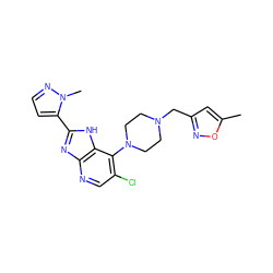 Cc1cc(CN2CCN(c3c(Cl)cnc4nc(-c5ccnn5C)[nH]c34)CC2)no1 ZINC000095563428