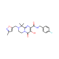 Cc1cc(CN2CCn3c(nc(C(=O)NCc4ccc(F)cc4)c(O)c3=O)C2(C)C)on1 ZINC000036520157