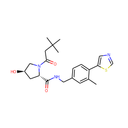 Cc1cc(CNC(=O)[C@@H]2C[C@@H](O)CN2C(=O)CC(C)(C)C)ccc1-c1cncs1 ZINC000098208456