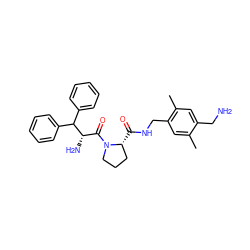 Cc1cc(CNC(=O)[C@@H]2CCCN2C(=O)[C@H](N)C(c2ccccc2)c2ccccc2)c(C)cc1CN ZINC000013779035