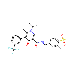 Cc1cc(CNC(=O)c2cn(C(C)C)c(C)c(-c3cccc(C(F)(F)F)c3)c2=O)ccc1S(C)(=O)=O ZINC000148897491