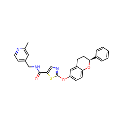 Cc1cc(CNC(=O)c2cnc(Oc3ccc4c(c3)CC[C@@H](c3ccccc3)O4)s2)ccn1 ZINC000169710428