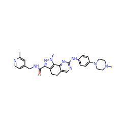 Cc1cc(CNC(=O)c2nn(C)c3c2CCc2cnc(Nc4ccc(N5CCN(C)CC5)cc4)nc2-3)ccn1 ZINC000053226666