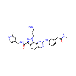 Cc1cc(CNC(=O)c2nn(CCCN)c3c2CCc2cnc(Nc4cccc(CC(=O)N(C)C)c4)nc2-3)ccn1 ZINC000053297772