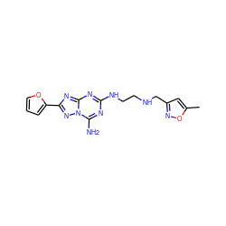 Cc1cc(CNCCNc2nc(N)n3nc(-c4ccco4)nc3n2)no1 ZINC000013612390