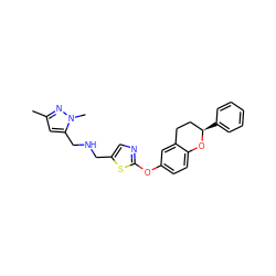 Cc1cc(CNCc2cnc(Oc3ccc4c(c3)CC[C@@H](c3ccccc3)O4)s2)n(C)n1 ZINC000145561388