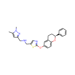 Cc1cc(CNCc2cnc(Oc3ccc4c(c3)CC[C@@H](c3ccccc3)O4)s2)nn1C ZINC000145468958