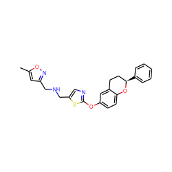 Cc1cc(CNCc2cnc(Oc3ccc4c(c3)CC[C@@H](c3ccccc3)O4)s2)no1 ZINC000145493975