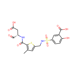 Cc1cc(CNS(=O)(=O)c2ccc(O)c(C(=O)O)c2)sc1C(=O)N[C@H](C=O)CC(=O)O ZINC000013491990