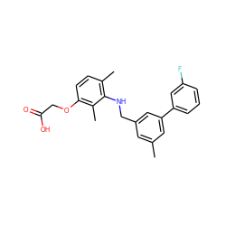 Cc1cc(CNc2c(C)ccc(OCC(=O)O)c2C)cc(-c2cccc(F)c2)c1 ZINC000218850270