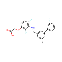 Cc1cc(CNc2c(F)ccc(OCC(=O)O)c2F)cc(-c2cccc(F)c2)c1 ZINC000148807084