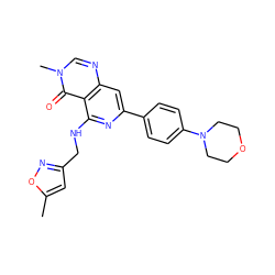 Cc1cc(CNc2nc(-c3ccc(N4CCOCC4)cc3)cc3ncn(C)c(=O)c23)no1 ZINC000115625065