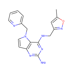 Cc1cc(CNc2nc(N)nc3ccn(Cc4ccccn4)c23)no1 ZINC001772635643