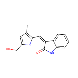 Cc1cc(CO)[nH]c1/C=C1\C(=O)Nc2ccccc21 ZINC000013671625