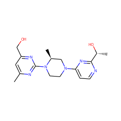 Cc1cc(CO)nc(N2CCN(c3ccnc([C@@H](C)O)n3)C[C@@H]2C)n1 ZINC000013472185